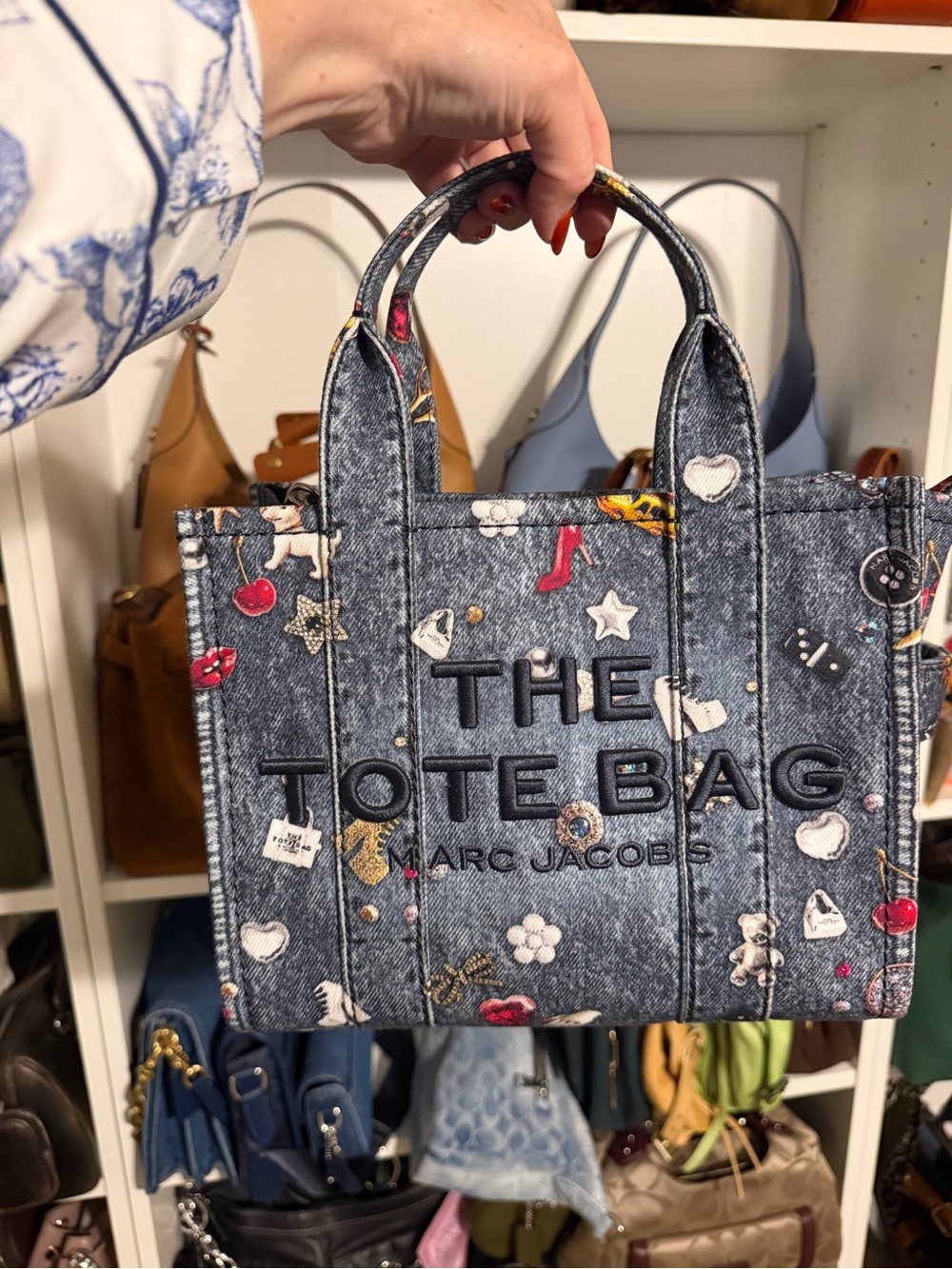 Marc Jacobs The Tote Bag Denim Floral Print Tote - Blue
